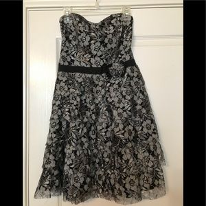 Black & Silver Strapless Dress
